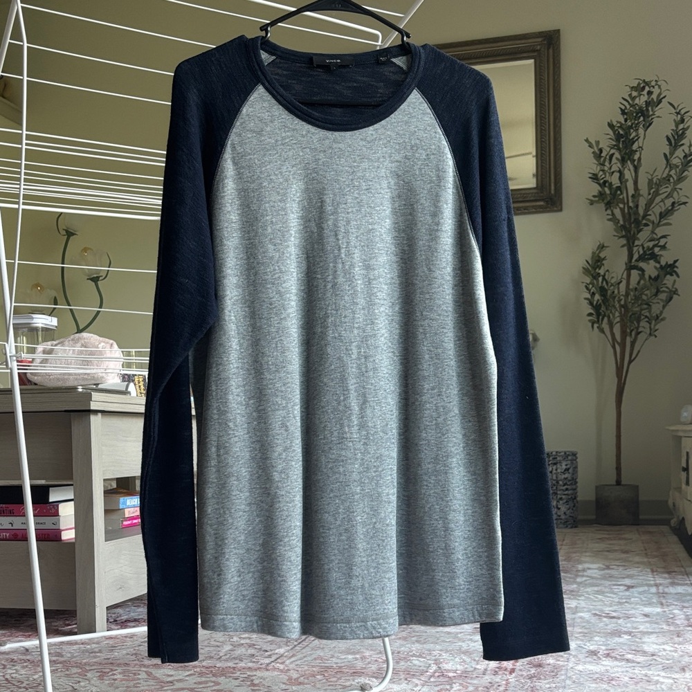 Vince Gray and Black Long Sleeve Tee
